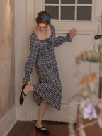 Classic Checkered Ribbon-Strap Dress