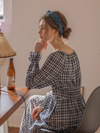 Classic Checkered Ribbon-Strap Dress