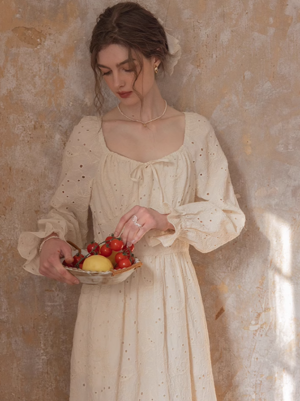 Romantic Embroidered Ivory Dress