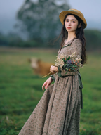 Whispering Meadow Floral Dress with Green Frill