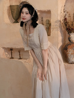 Ivory Elegance Lace-Adorned Dress