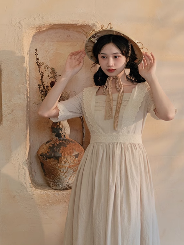 Ivory Elegance Lace-Adorned Dress