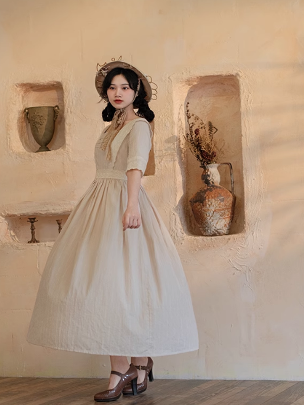 Ivory Elegance Lace-Adorned Dress