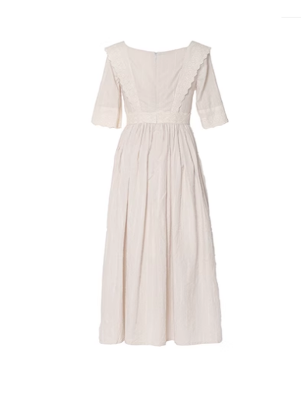 Ivory Elegance Lace-Adorned Dress