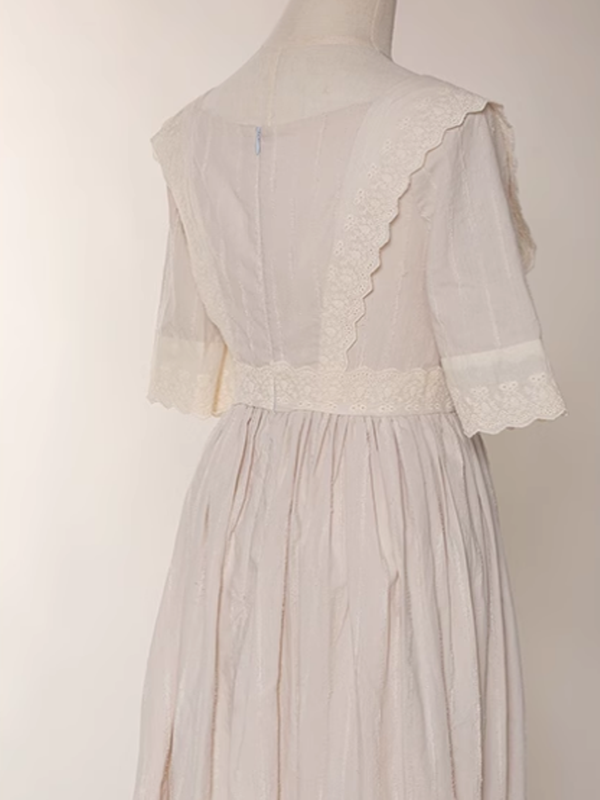 Ivory Elegance Lace-Adorned Dress