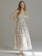 Blue Rose Whisper Off-Shoulder Dress