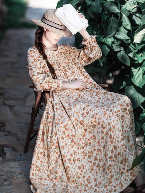 Vintage Blossom Corduroy Dress