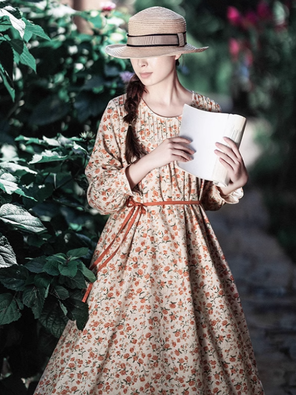 Vintage Blossom Corduroy Dress