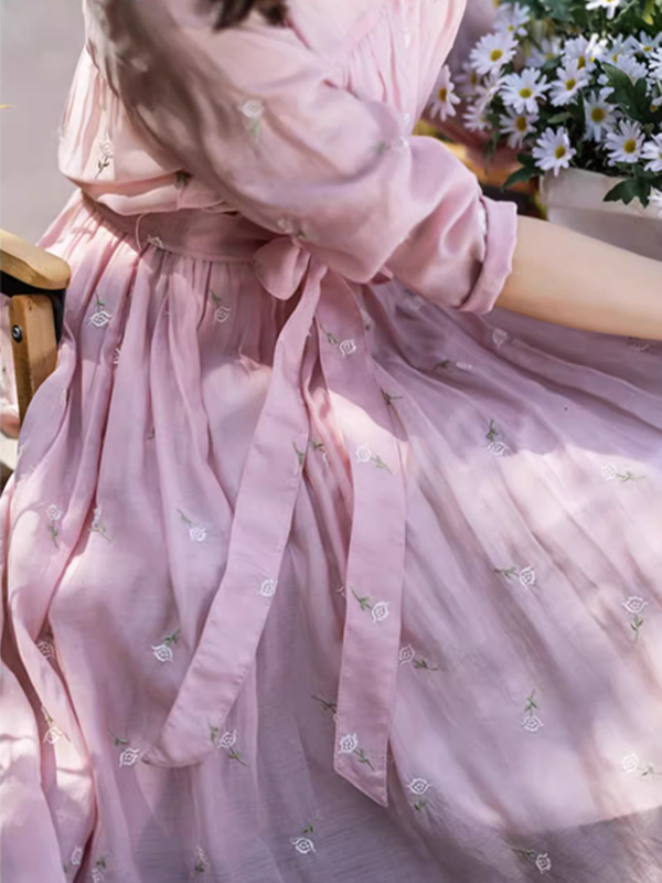Sunlit Garden Floral Embroidered Dress