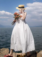 Embroidered White Cotton Slip Dress