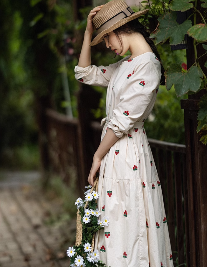 Springtime Serenade Embroidered Dress