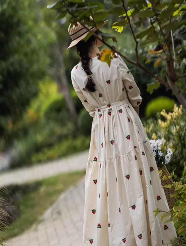 Springtime Serenade Embroidered Dress