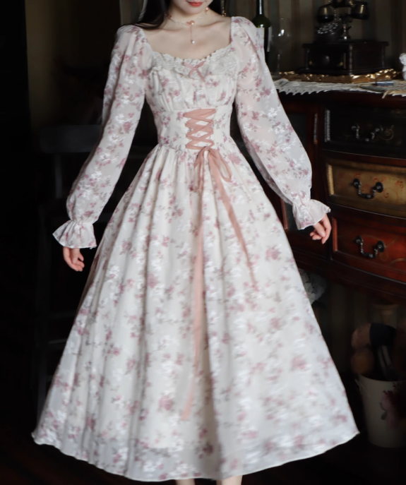 Enchanted Pink Blooms Princess Dress