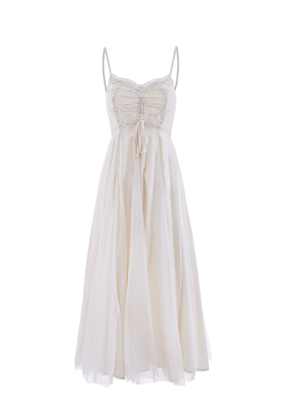 Ivory Lace and Pleats Princess Dress
