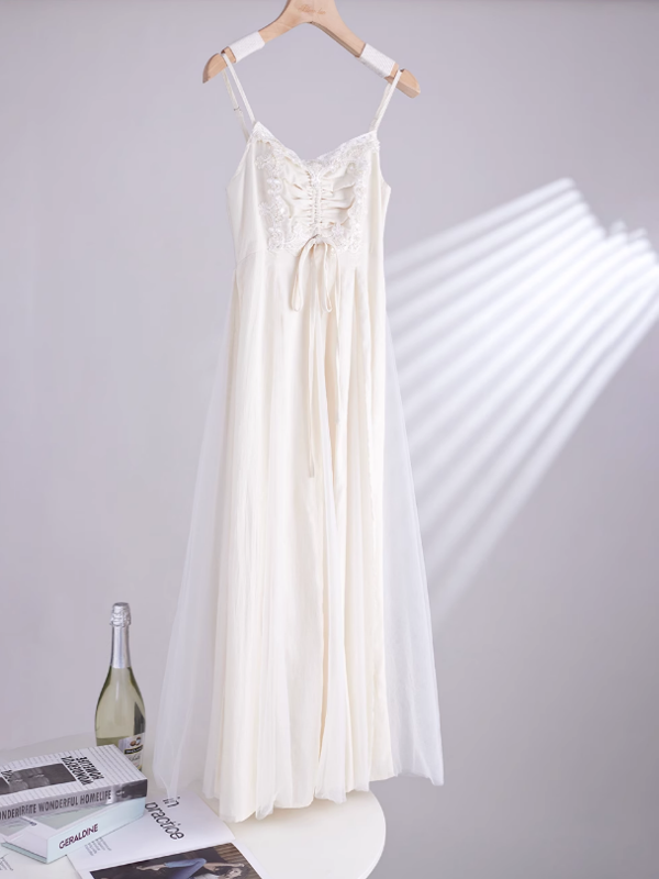 Ivory Lace and Pleats Princess Dress