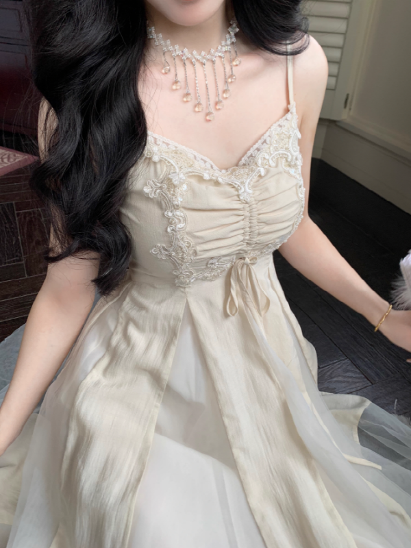 Ivory Lace and Pleats Princess Dress