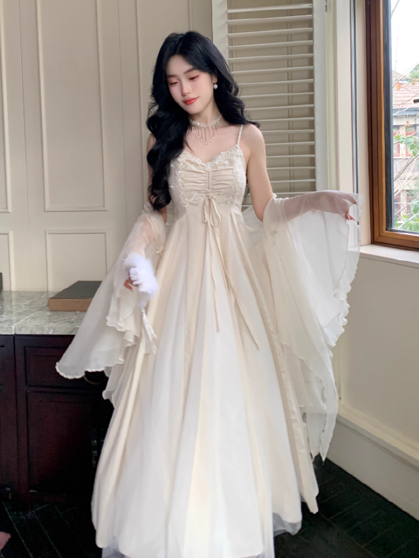 Ivory Lace and Pleats Princess Dress