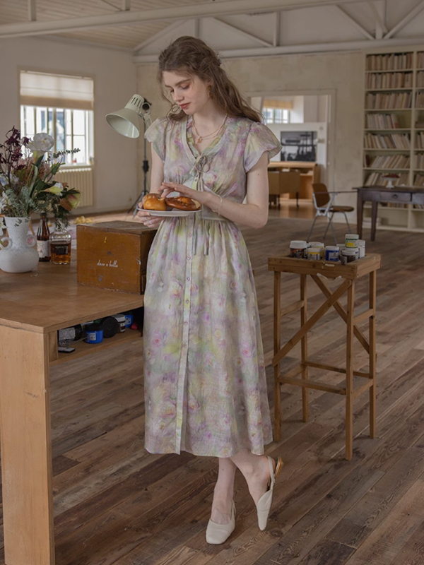 Serene Pastel Floral Dress
