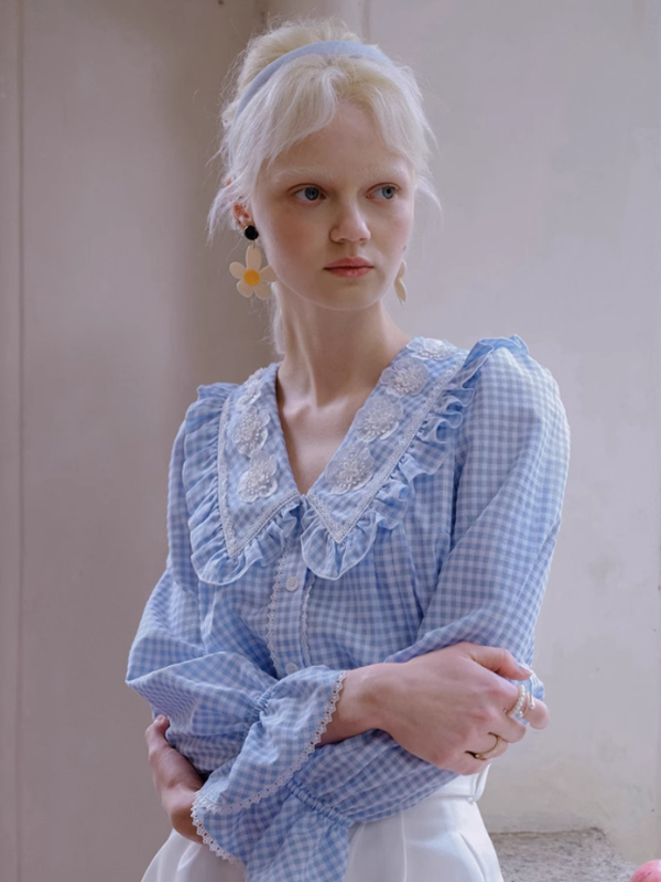 Blue Sky Checkered Dream Blouse