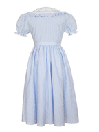 Blue Checkered Flower Collar Dress