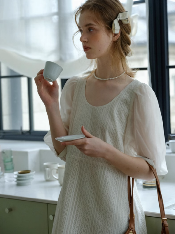 White Flower Lace Summer Dress