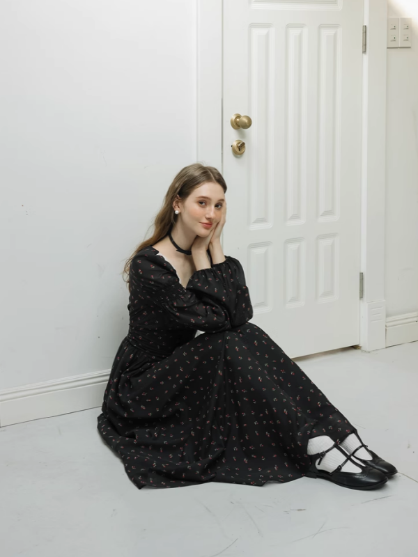 Enchanted Rose Black Dress