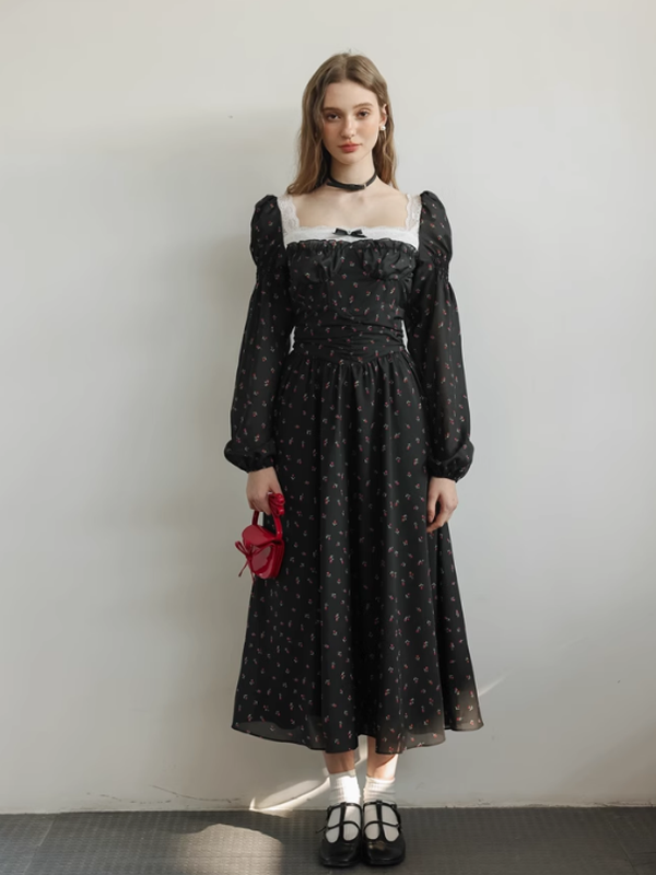 Enchanted Rose Black Dress