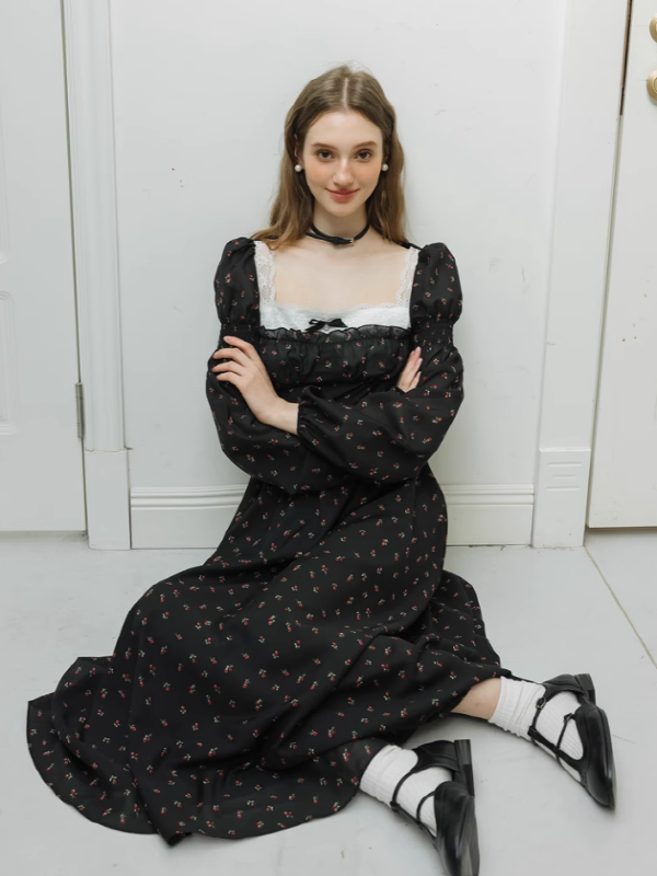 Enchanted Rose Black Dress