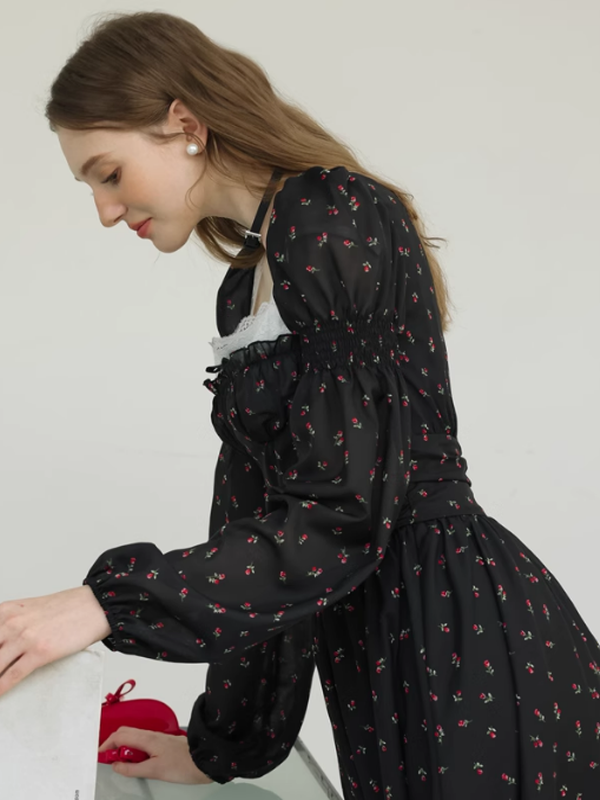 Enchanted Rose Black Dress