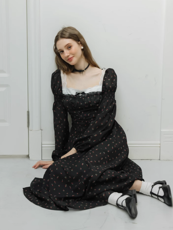 Enchanted Rose Black Dress