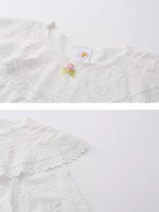 Round Collar Garden Embroidered Blouse