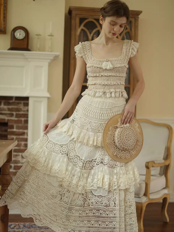 Vintage Charm Cotton Frill Top