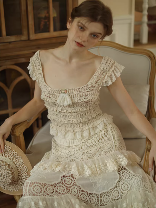 Vintage Charm Cotton Frill Top