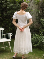 Pure White Lace Flare Skirt