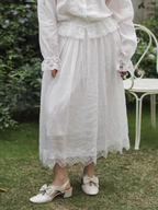 Pure White Lace Flare Skirt