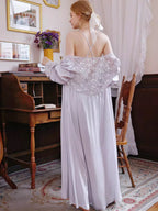 Lilac Elegance Lace Loungewear Set