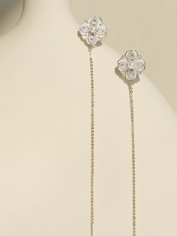 Gray Drop Pearl Surgical Earrings
