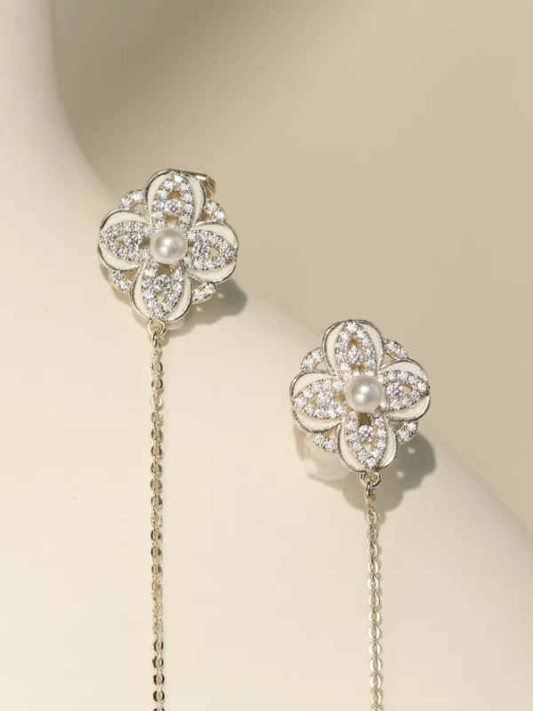 Gray Drop Pearl Surgical Earrings