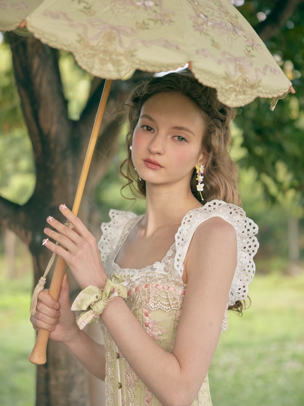 Lime Ribbon Fantasy White Dress