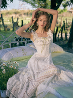 Lime Ribbon Fantasy White Dress