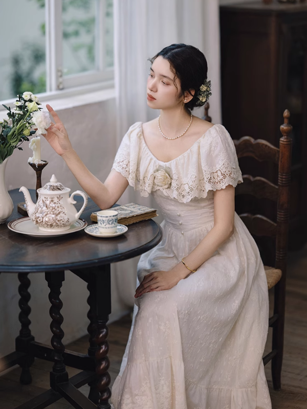 Ivory Whisper Embroidered Dress