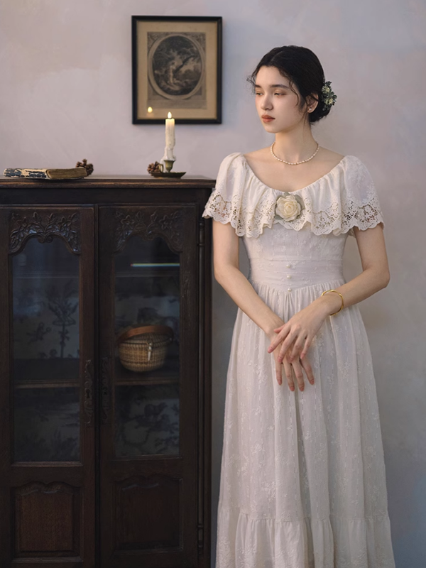 Ivory Whisper Embroidered Dress