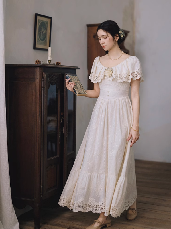 Ivory Whisper Embroidered Dress