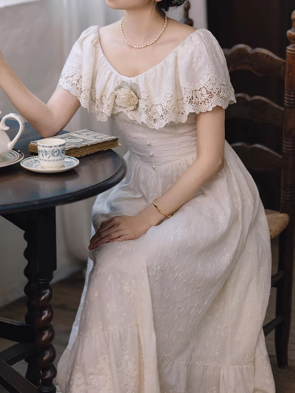 Ivory Whisper Embroidered Dress