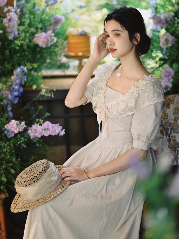 Vintage Charm Cream Lace Dress