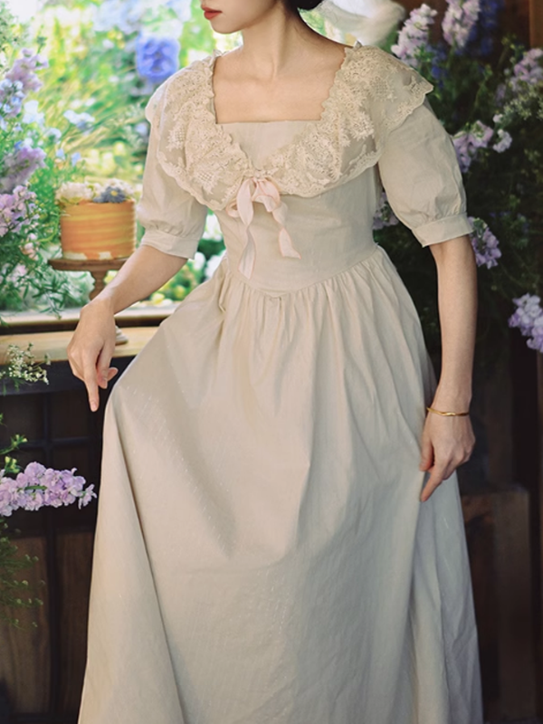 Vintage Charm Cream Lace Dress