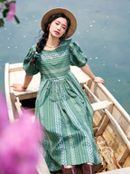Emerald Floral Puff Sleeve Dress