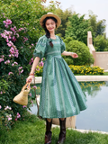 Emerald Floral Puff Sleeve Dress