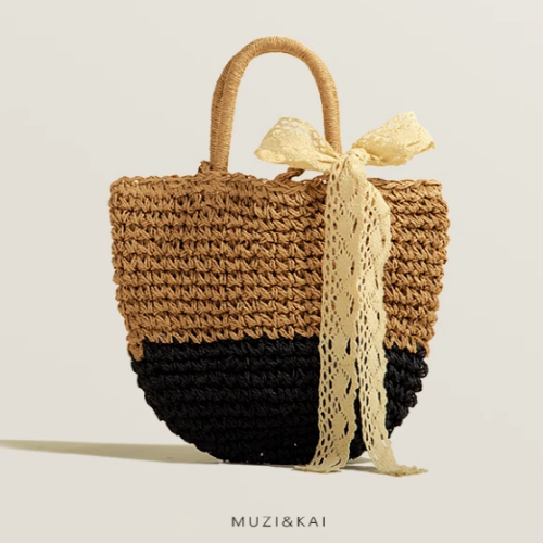 Summer Straw Shoulder Bucket Bag