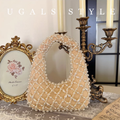 Vintage Pearl Beads Tote Hand Bag